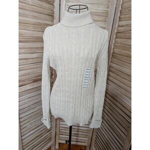 Charter Club Sweater Shirt Top Blouse Pullover Turtleneck Women's M Beige